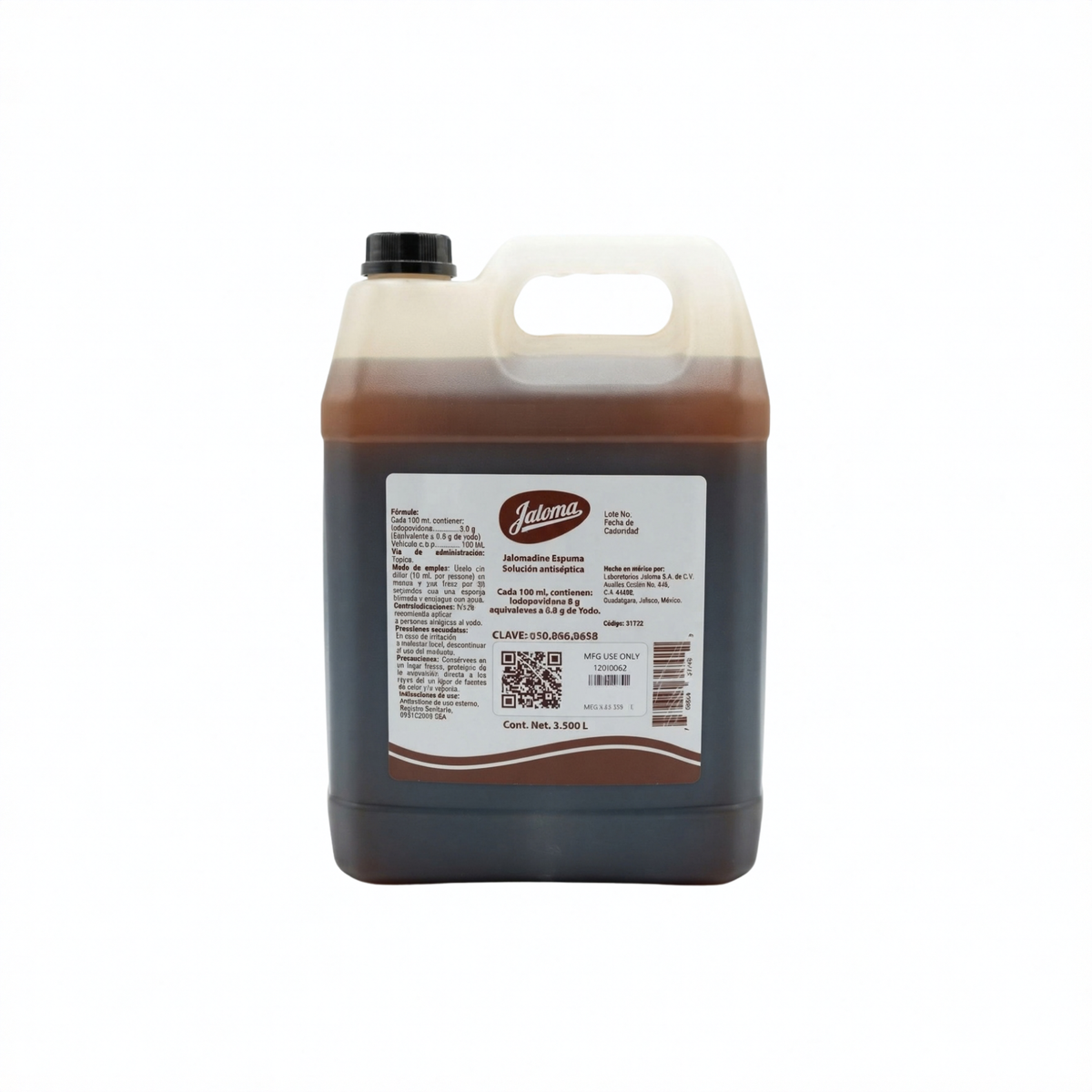 SOLUCION ANTISEPTICA JALOMADINE ESPUMA GALON CON 3.500 LITROS