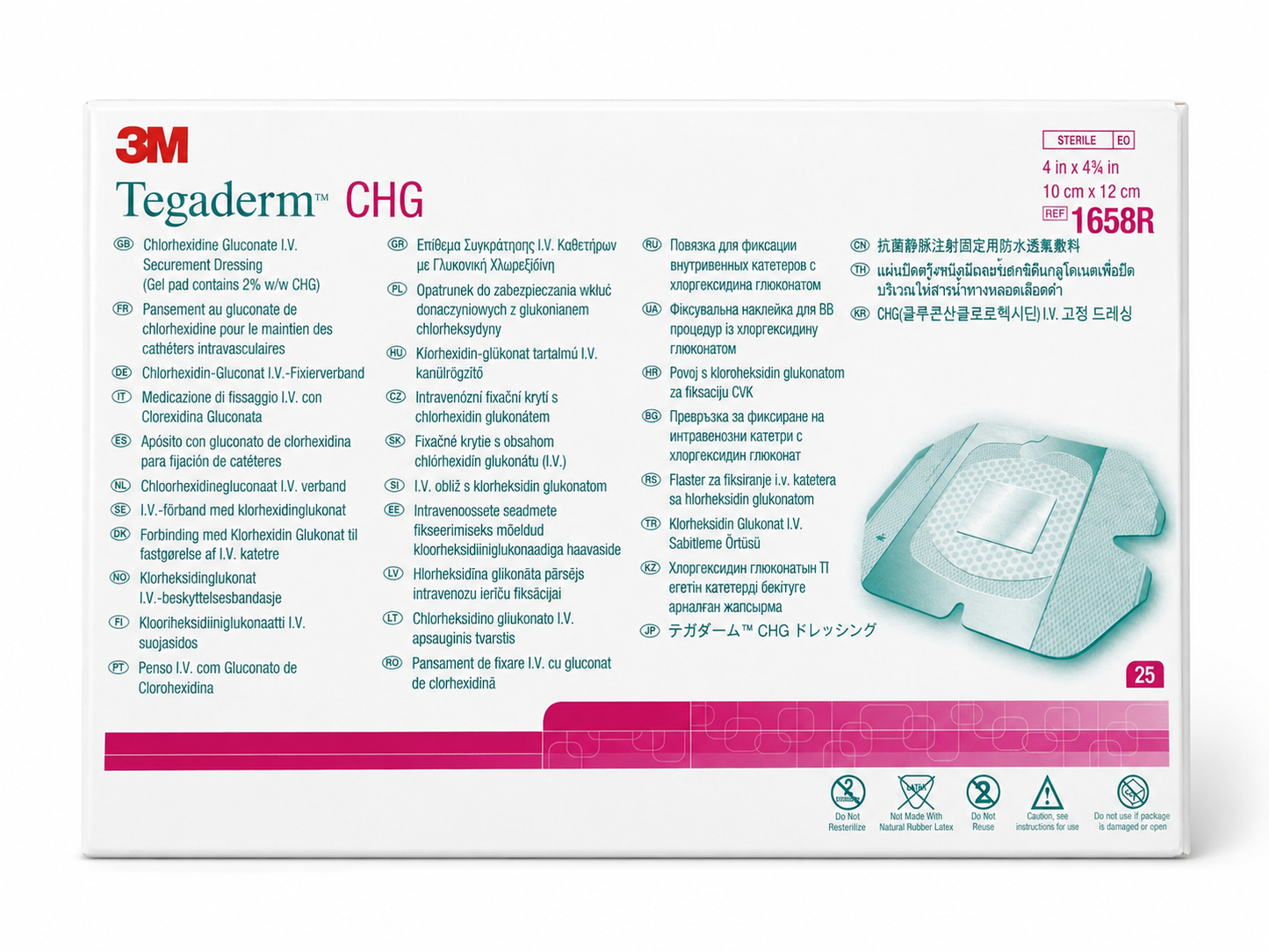TEGADERM 3M CHG GLUCONATO DE CHLORHEXIDINA 10 X 12CM