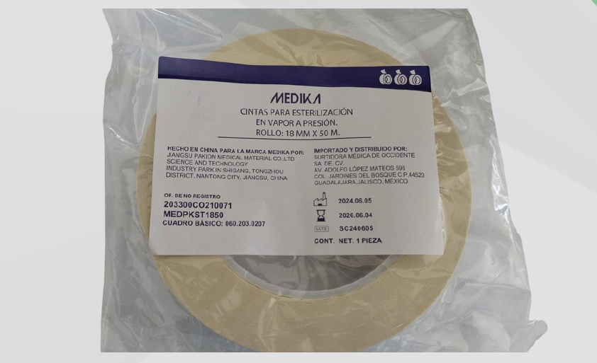CINTA TESTIGO PARA ESTERILIZACION CON VAPOR A PRESION 18MM X 50 M MEDIKA 1 PIEZA