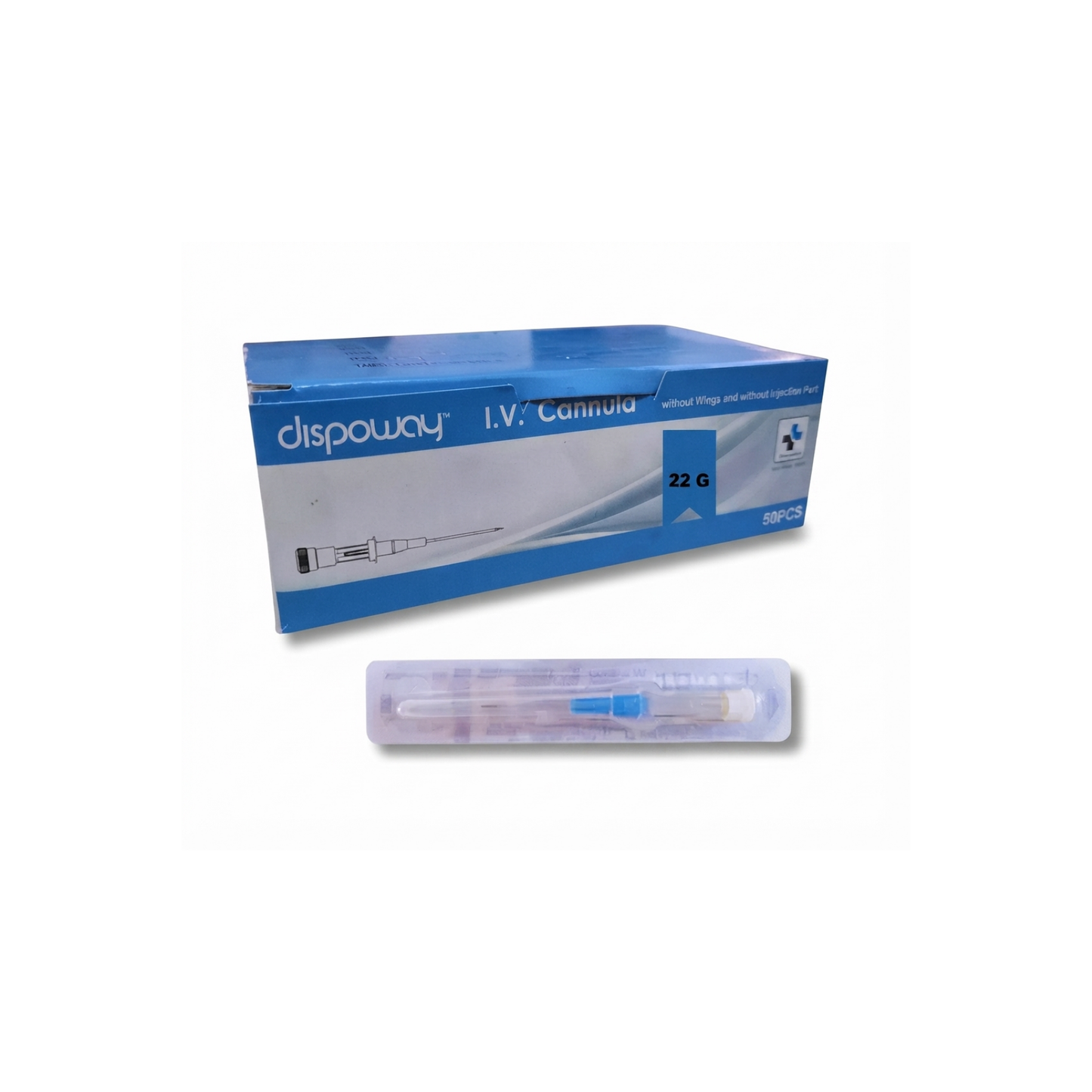 CATETER INTRAVENOSO DE POLIURETANO 22G, 0.9X25MM, 36ML/MIN DISPOWAY CAJA CON 50 PIEZAS
