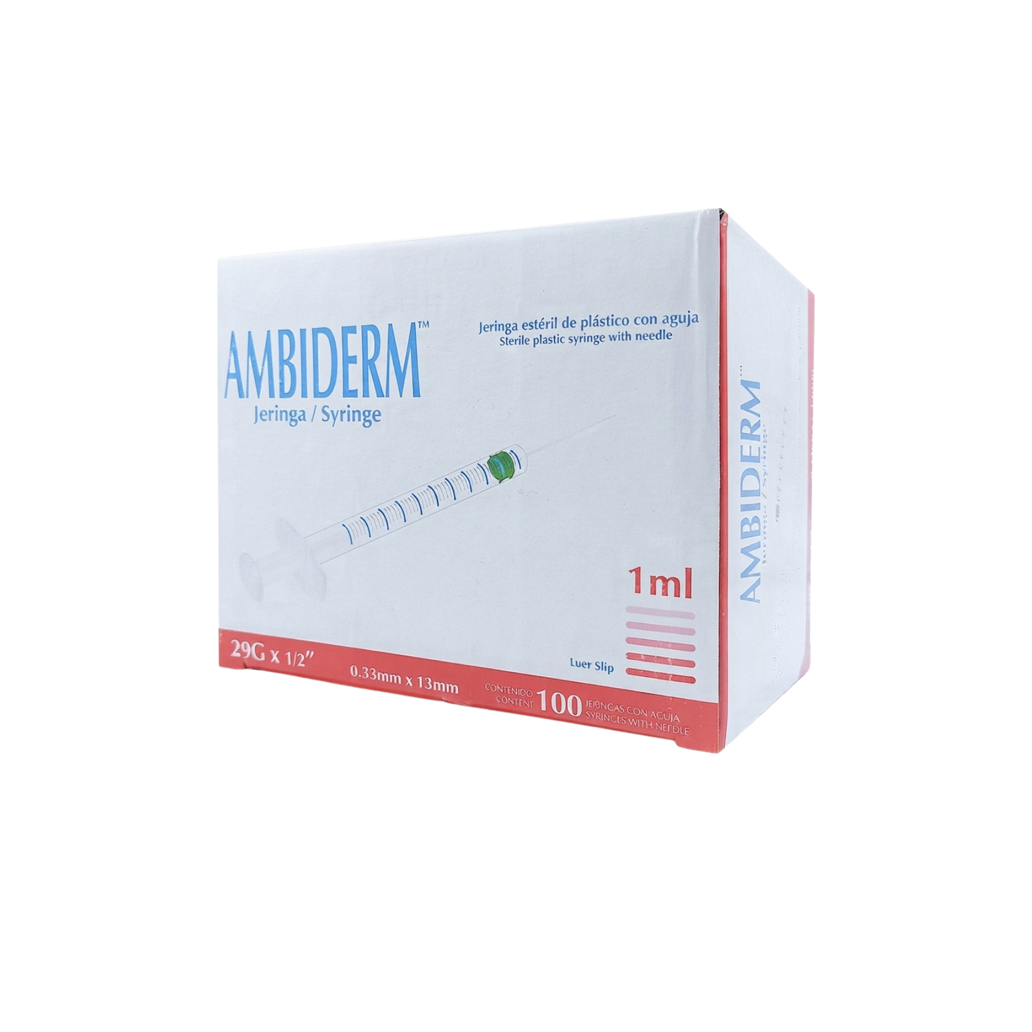 JERINGA AMBIDERM 1ML CON AGUJA 29GX13MM CAJA CON 100 PIEZAS