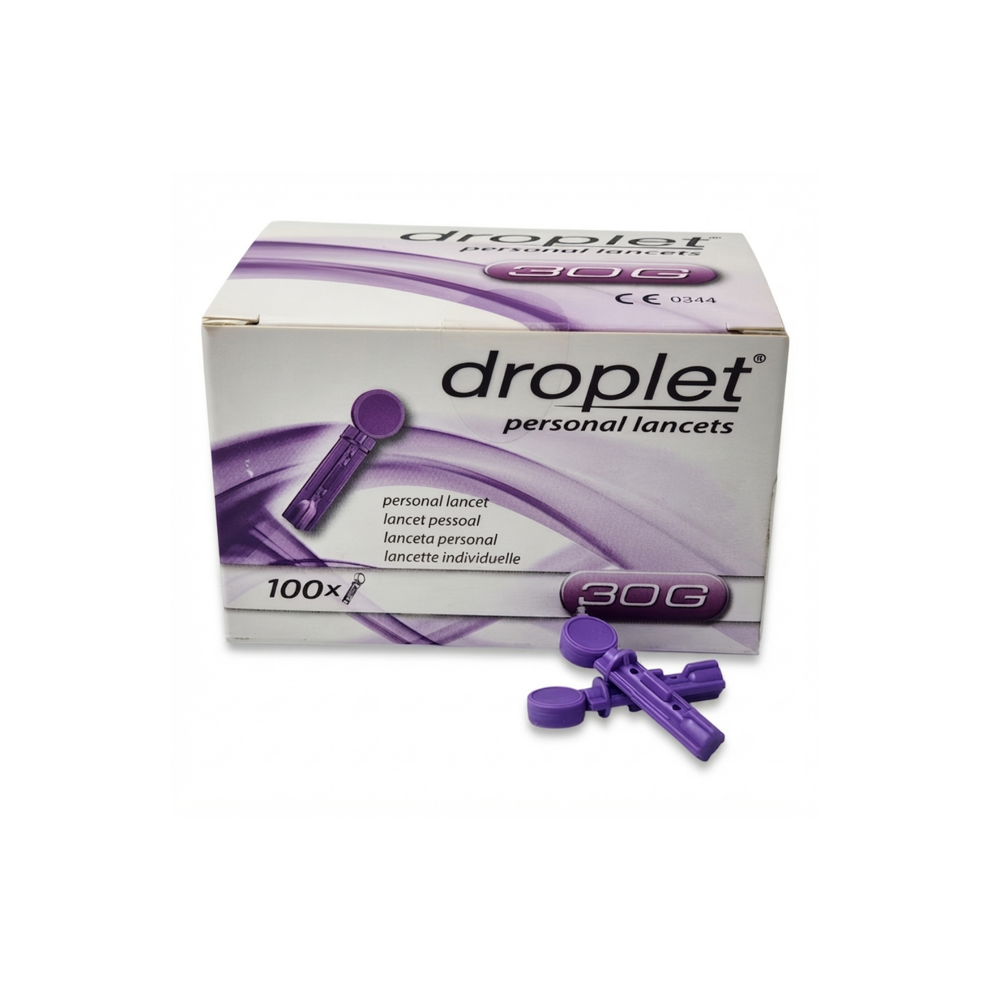 LANCETAS DROPLET 30G CAJA CON 100 PIEZAS