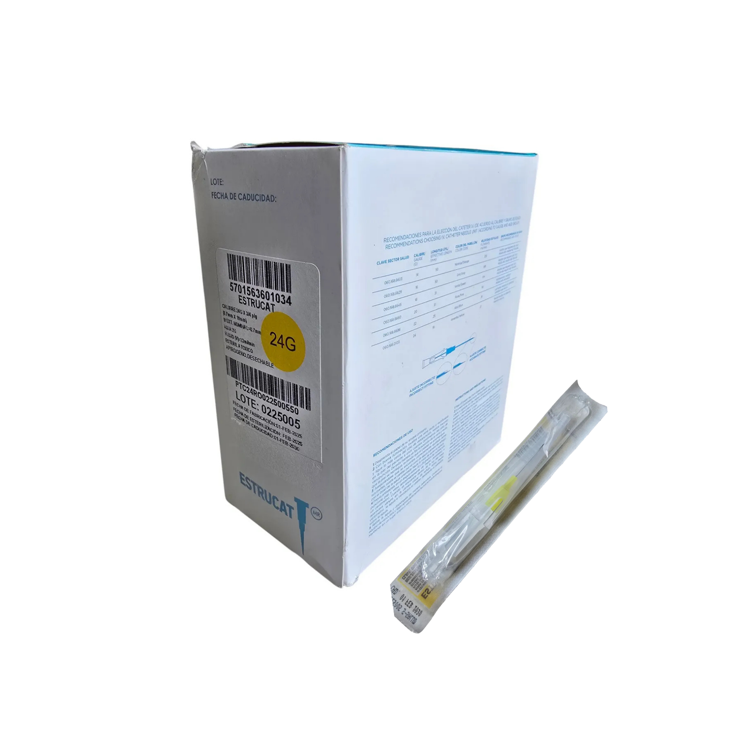 ESTRUCAT CATETER INTRAVENOSO PERIFERICO 24GX19MM CAJA CON 50 PIEZAS