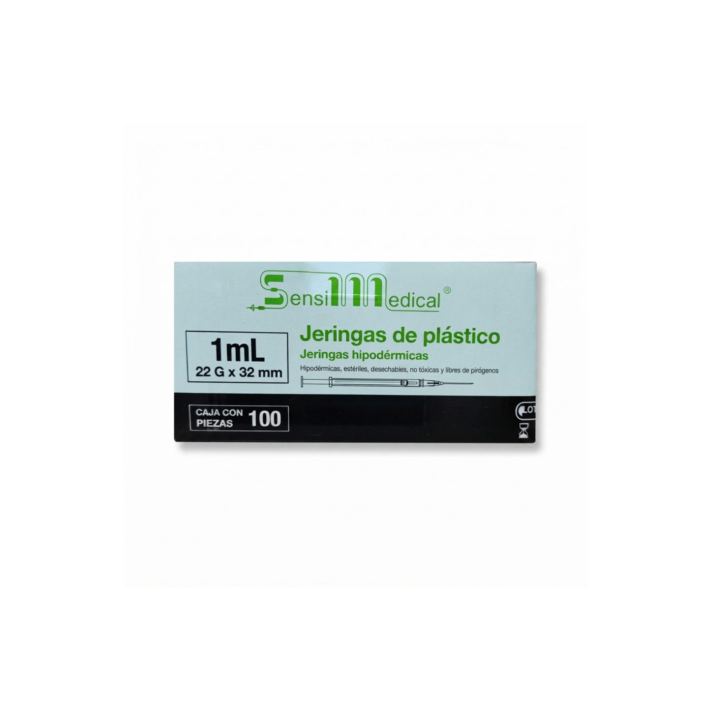 JERINGA DE PLASTICO SENSIMEDICAL 1ML 22GX32MM CAJA CON 100 PIEZAS