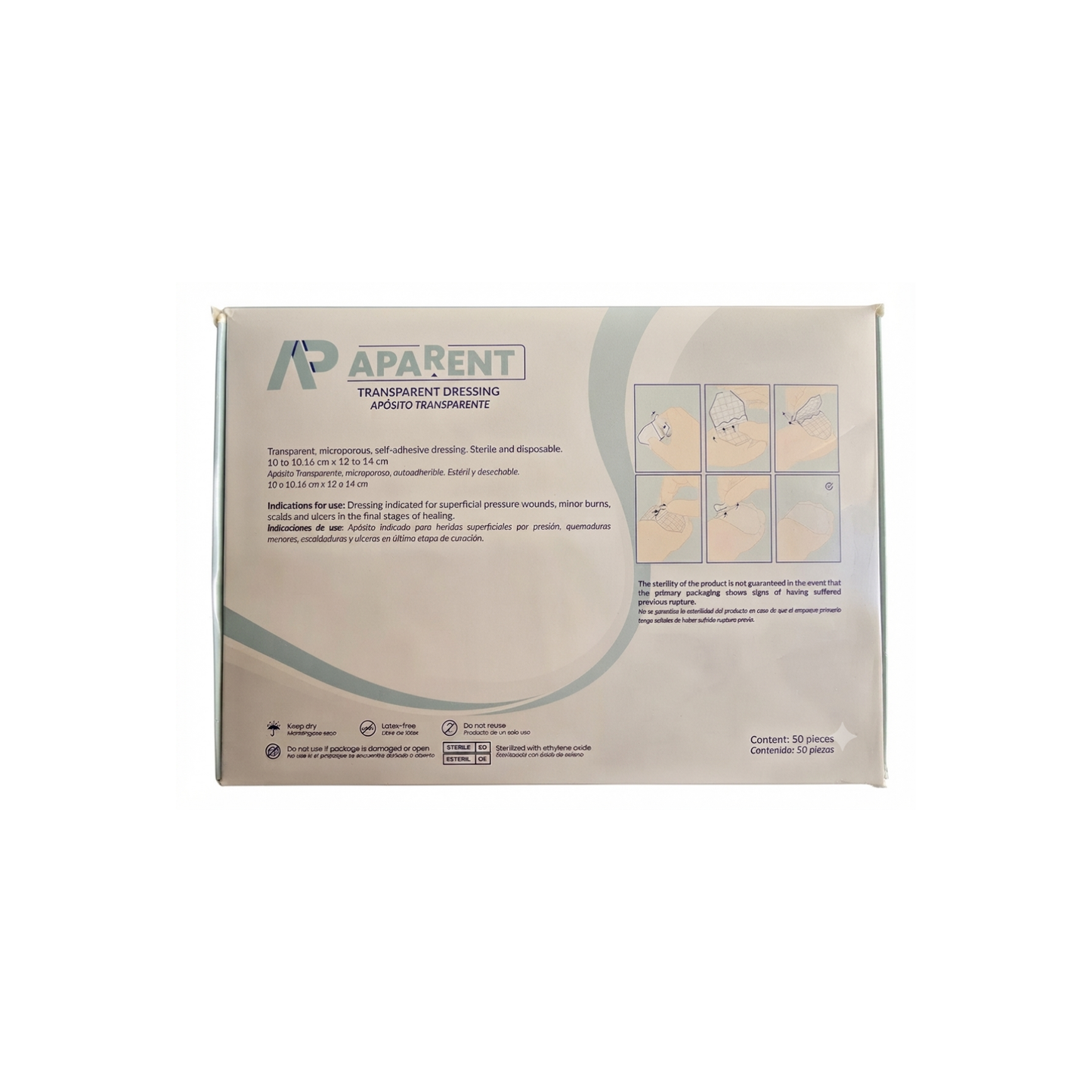 APARENT 10X12CM APOSITO TRANSPARENTE CAJA CON 50 PIEZAS