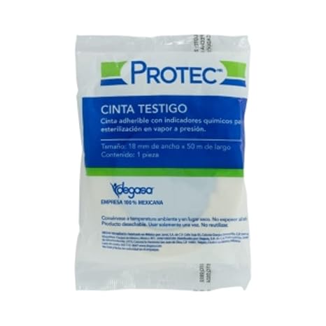 CINTA TESTIGO PARA ESTERILIZACION CON VAPOR A PRESION 18MM X 50 CM PROTEC 1 PIEZA