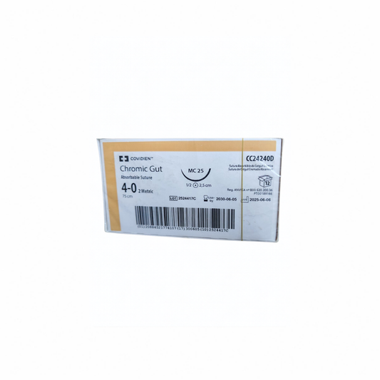 HILO CROMICO 4-0 COVIDIEN 25X75 CAJA CON 12 PIEZAS CC24240D
