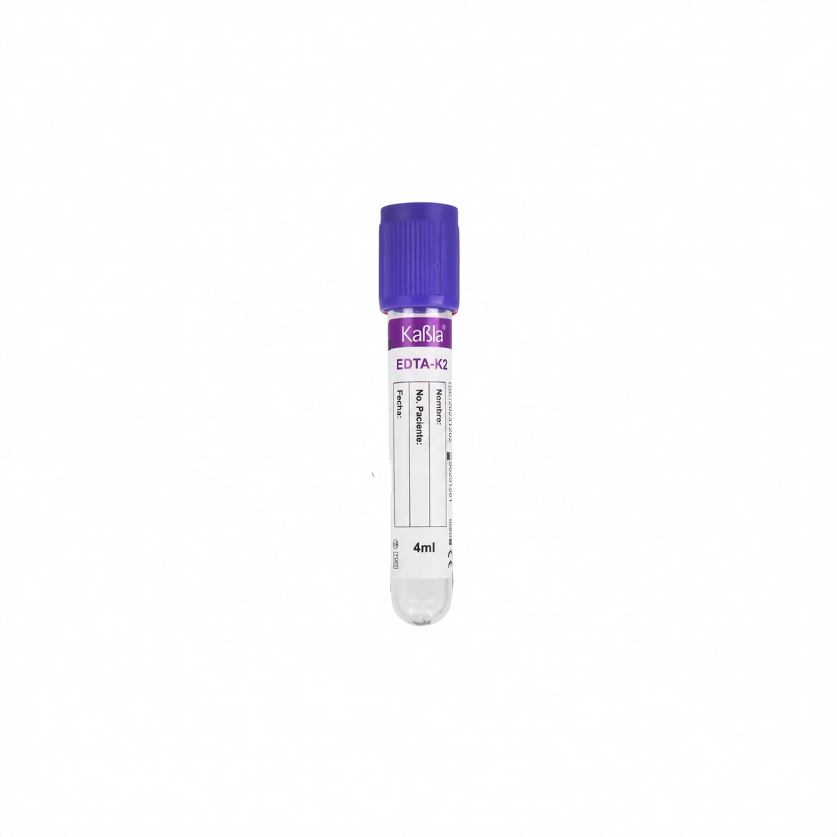 TUBO PARA TOMA DE MUESTRA DE SANGRE 13X75MM 4ML KABLA LILA GRADILLA CON 100 PIEZAS