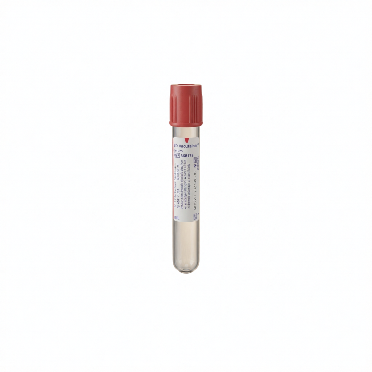TUBO PARA RECOLECCION DE SANGRE VACUTAINER BD 6.0ML 13X100MM ROJO GRADILLA CON 100 PIEZAS