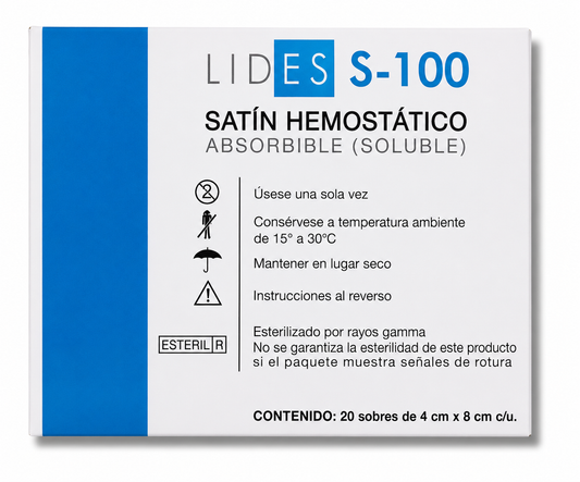 SATÍN HEMOSTÁTICO ABSORBIBLE LIDES-100 CAJA CON 20 PIEZAS