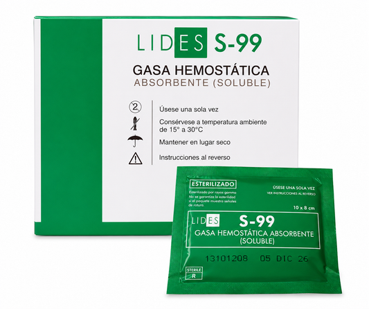 GASA HEMOSTATICA ABSORBENTE LIDES S-99 CAJA CON 20 PIEZAS