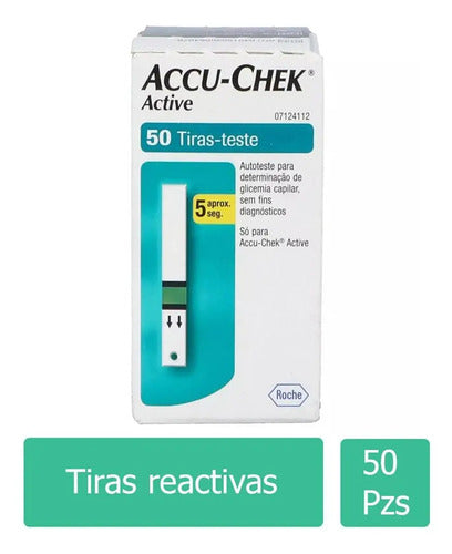 ACCU-CHEK ACTIVE PACK TIRAS REACTIVAS PARA MEDICIÓN DE GLUCOSA CAJA CON 50 PIEZAS