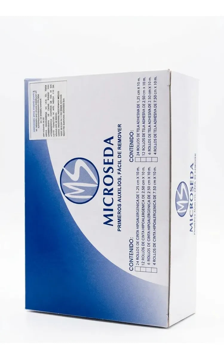 TELA ADHESIVA 2.5CM X 10 MTS MICROSEDA CAJA CON 12 ROLLOS