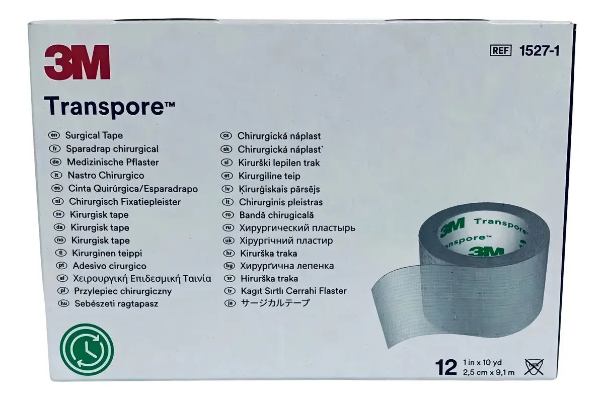 CINTA TRANSPORE MARCA 3M 2.5CM X 9.1 MTS CAJA CON 12 ROLLOS