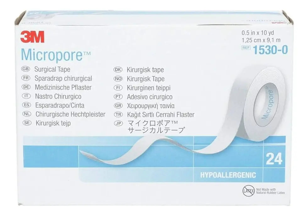 CINTA MICROPORE HIPOALERGENICA 3M 1.25CM X 9.1 MTS CAJA CON 24 ROLLOS