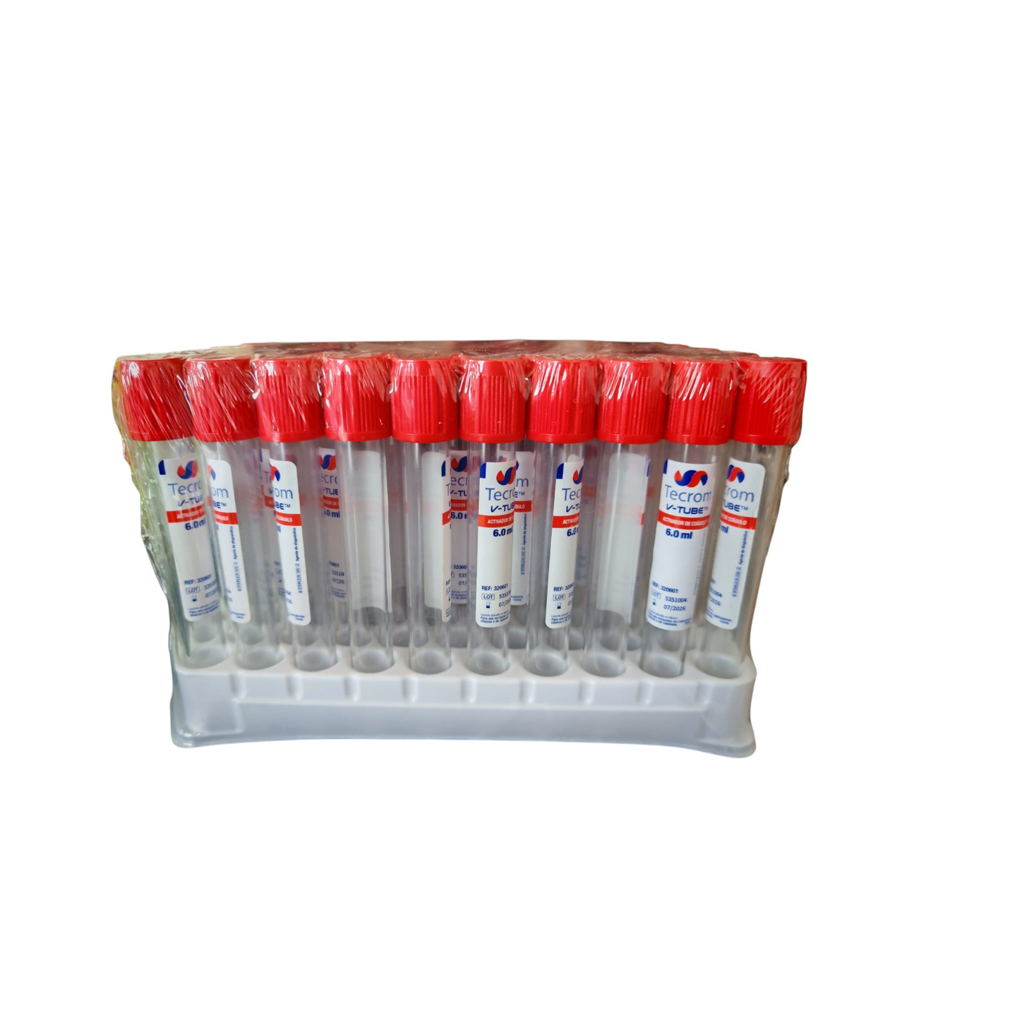 TUBO TECROM V-TUBE TAPA ROJA 6.0 ML EMPAQUE CON 100 PIEZAS