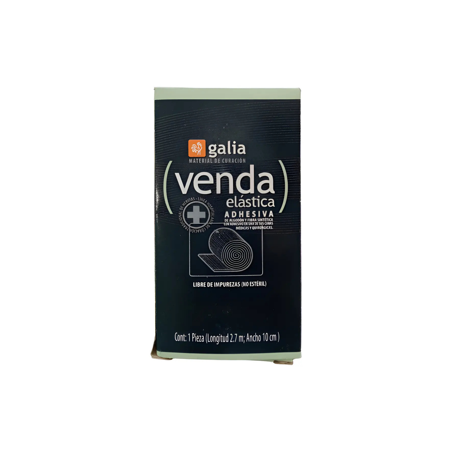 VENDA ELASTICA ADHESIVA DE ALGODON Y FIBRA SINTETICA DE 10 CM X 2.7 MTS MARCA GALIA