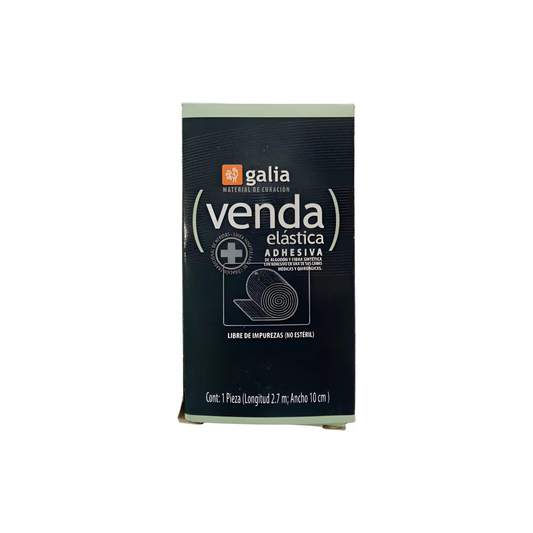 VENDA ELASTICA ADHESIVA DE ALGODON Y FIBRA SINTETICA DE 10 CM X 2.7 MTS MARCA GALIA
