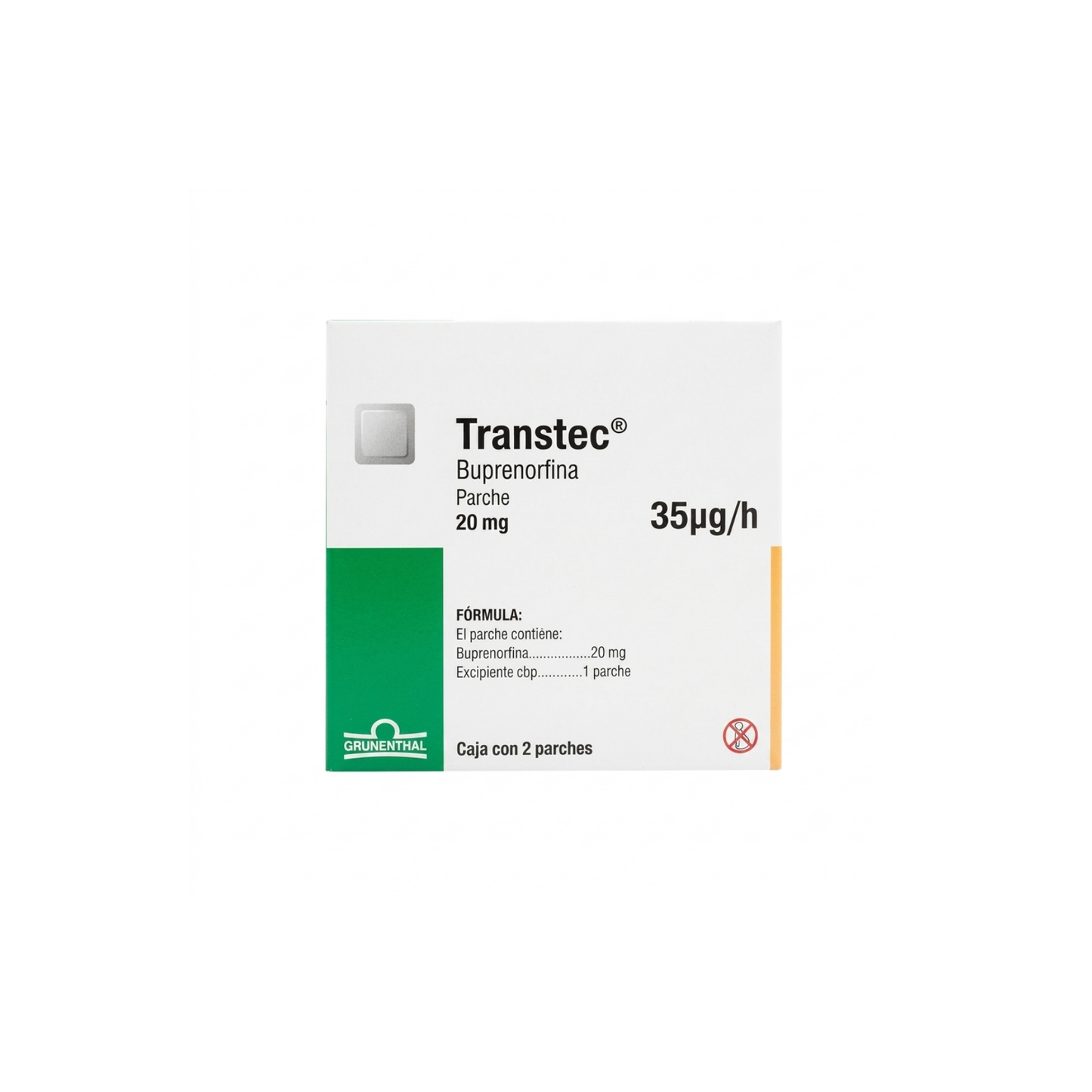 TRANSTEC 20 MG 35 UG/H CAJA CON 4 PARCHES CAD: JUNIO 26