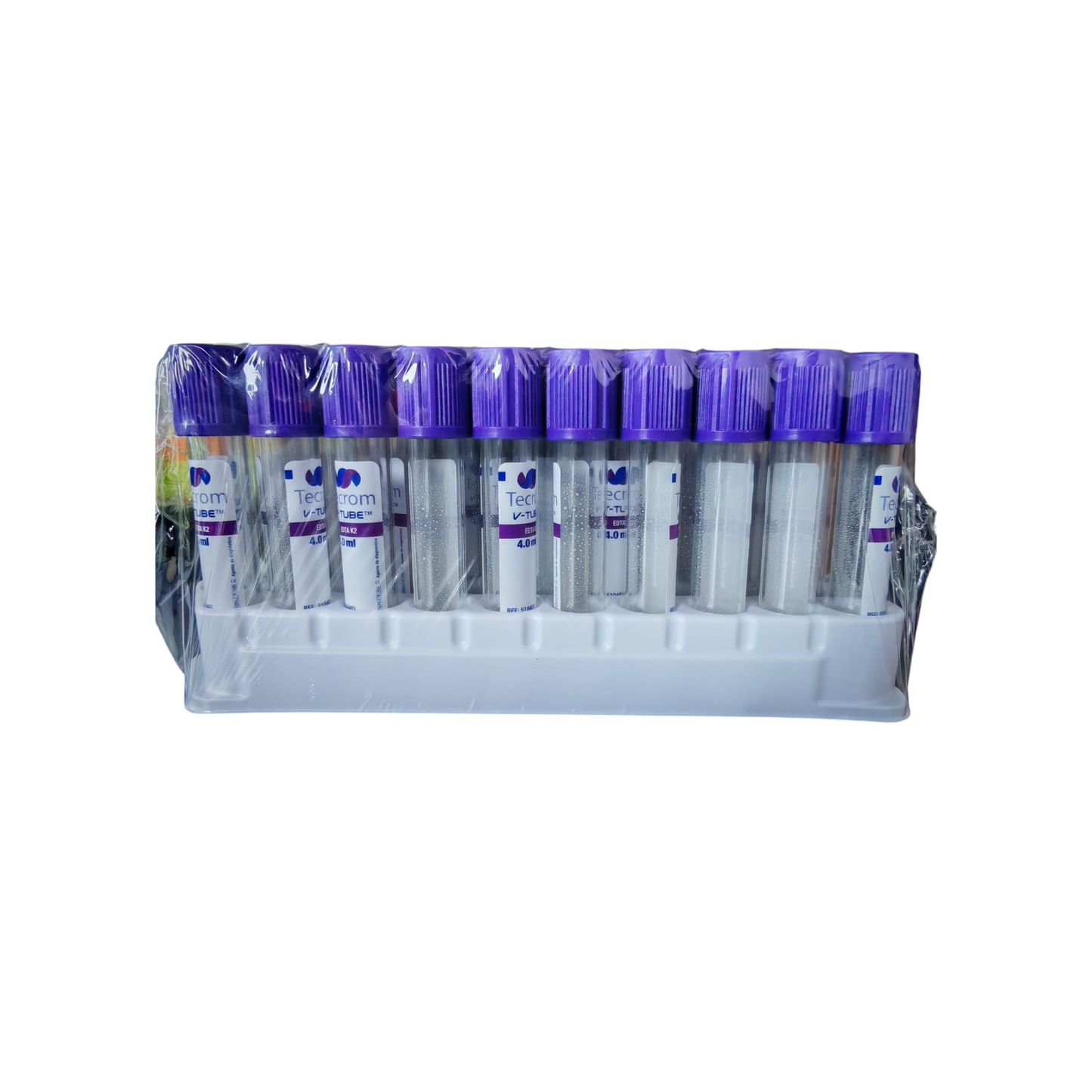 TUBO TECROM V-TUBE TAPA LILA 4.0 ML EMPAQUE CON 100 PIEZAS