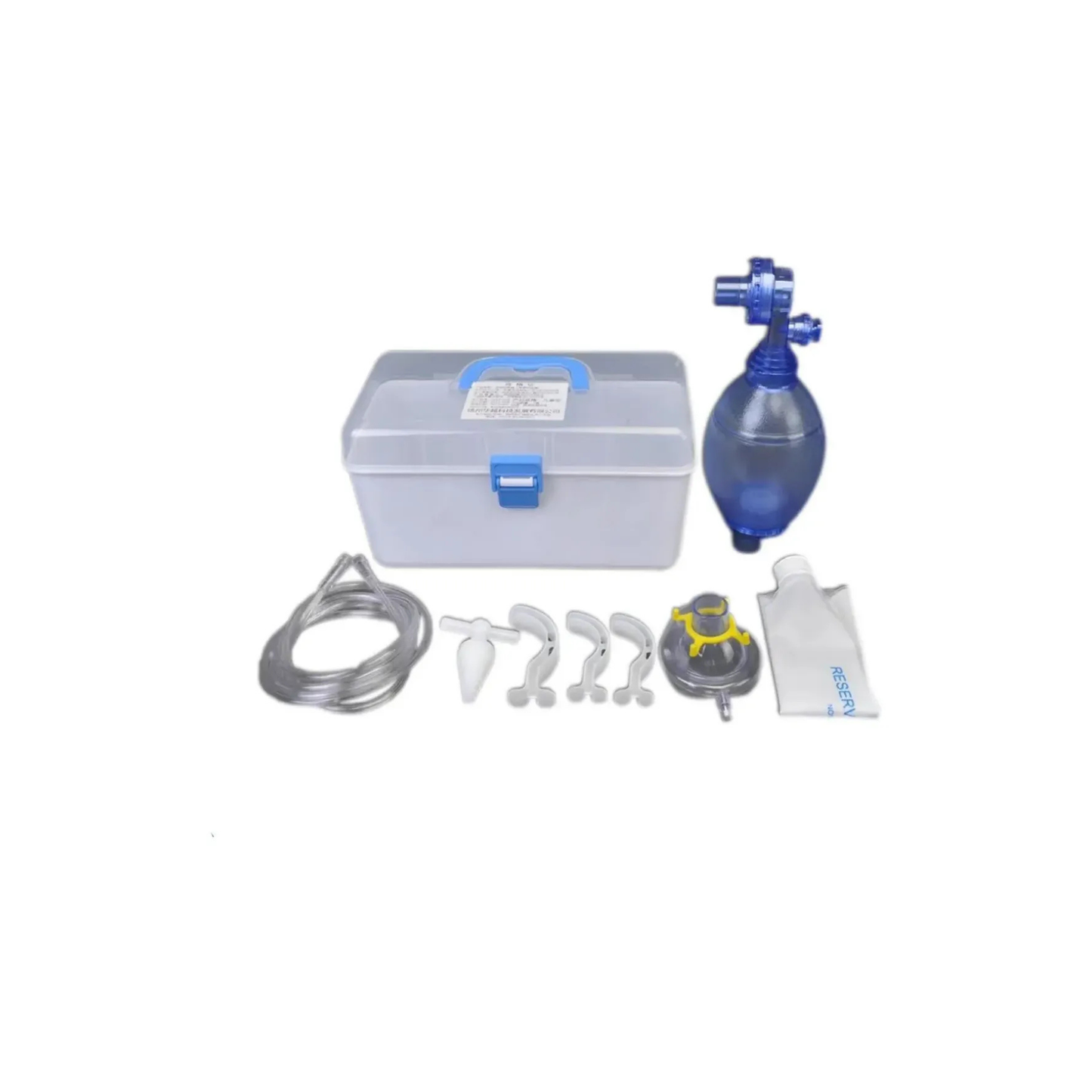 RESUCITADOR MANUAL PARA ADULTOS, INCLUYE BOLSA PVC AMBU, TUBO OXIGENO, BOTIQUIN, PRIMEROS AUXILIOS. 1 PZ