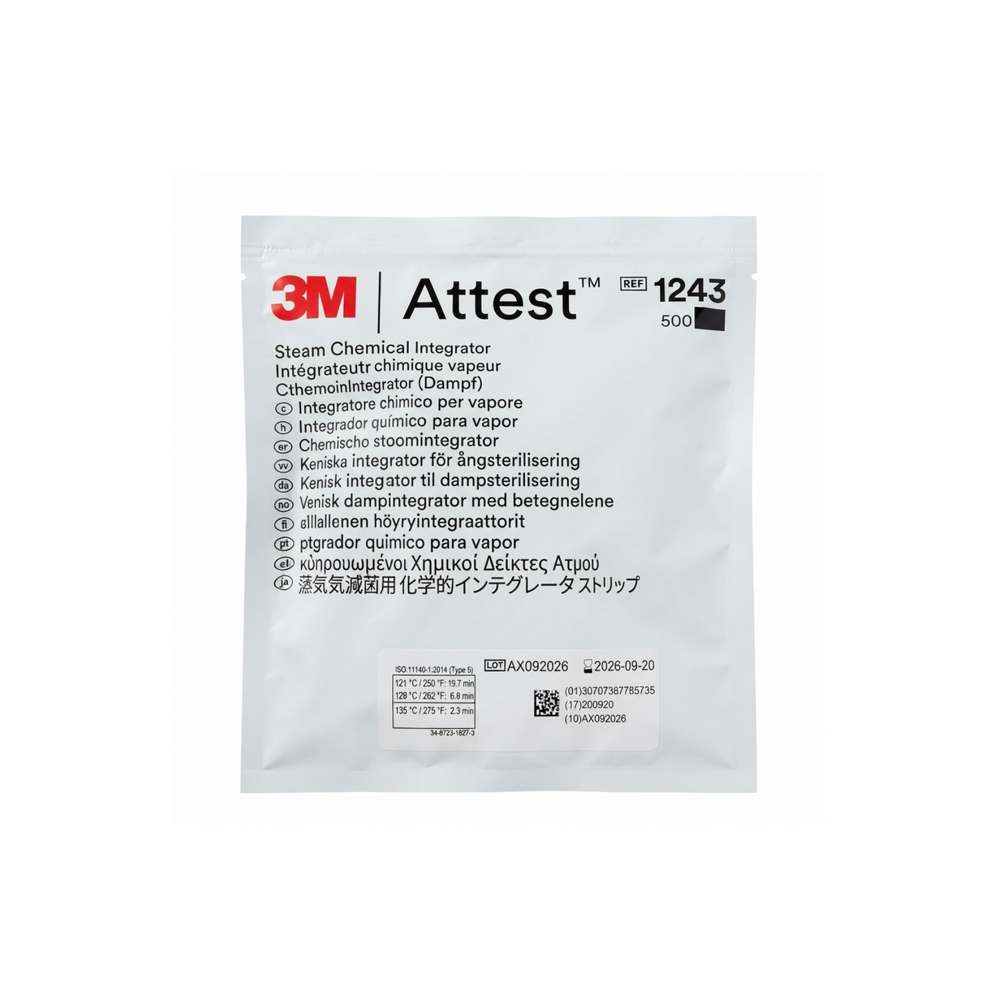INTEGRADOR QUIMICO 3M 1243A STERIGAGE BOLSA CON 500 PZAS