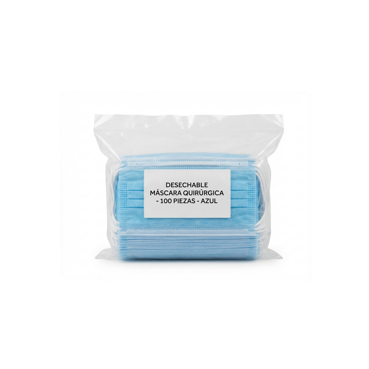 CUBREBOCAS DESECHABLE AZUL DE 3 PLIEGUES PAQUETECO 100 PIEZAS