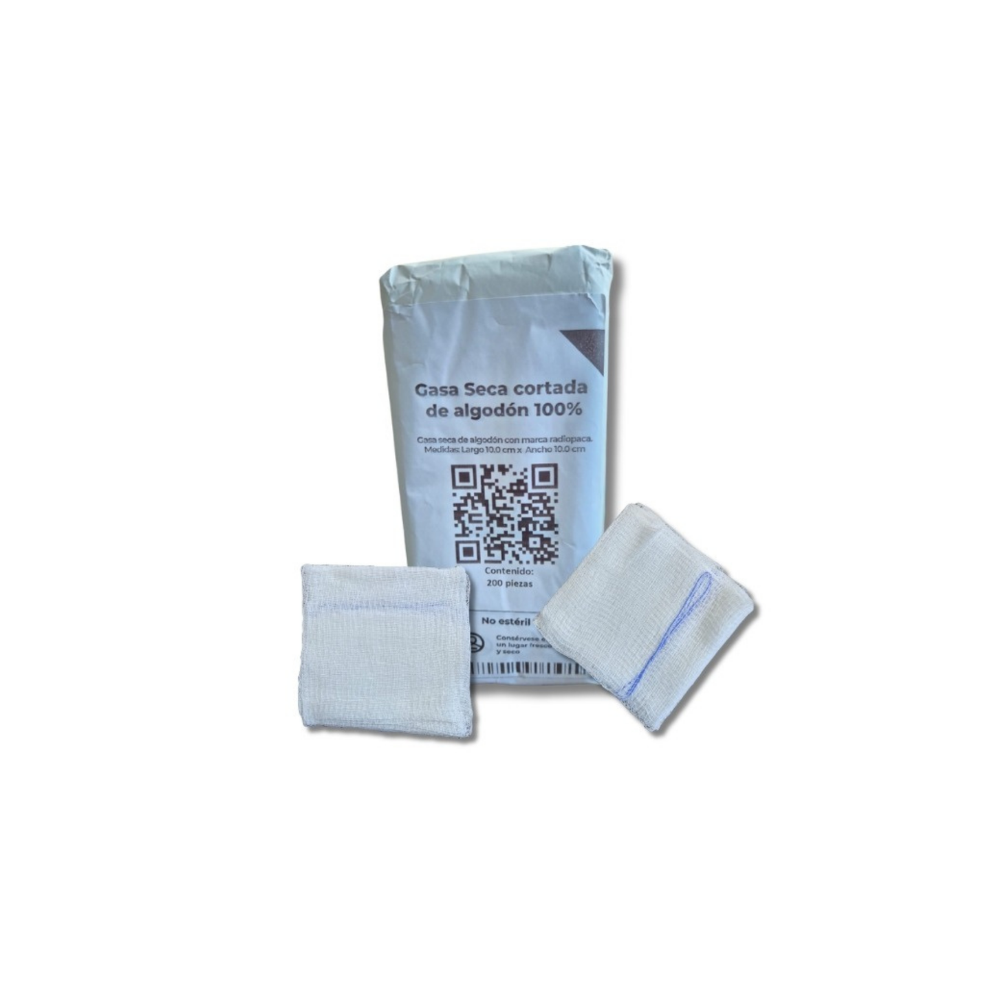 GASA SECA CORTADA DE ALGODON 100% 10X10CM PAQUETE CON 200 PIEZAS