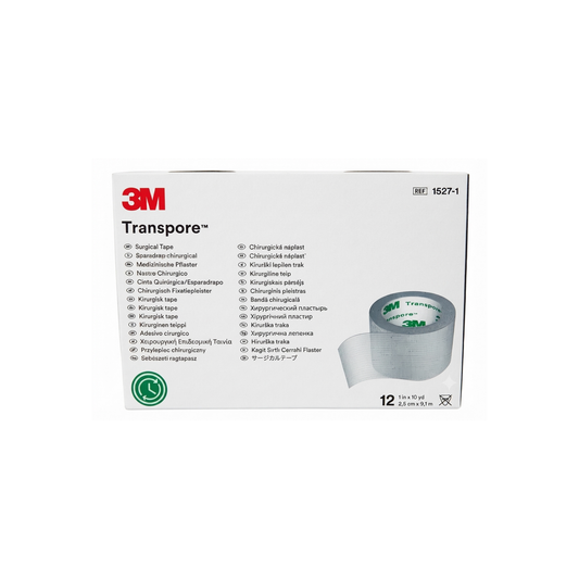 CINTA TRANSPORE MARCA 3M 2.5CM X 9.1 MTS CAJA CON 12 ROLLOS