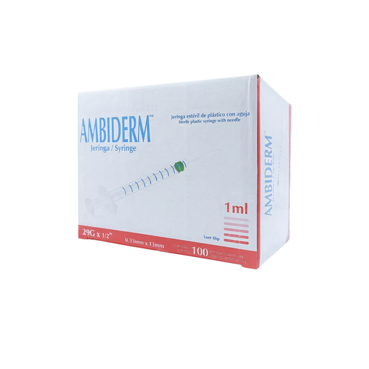 JERINGA AMBIDERM 1ML CON AGUJA 29GX13MM CAJA CON 100 PIEZAS