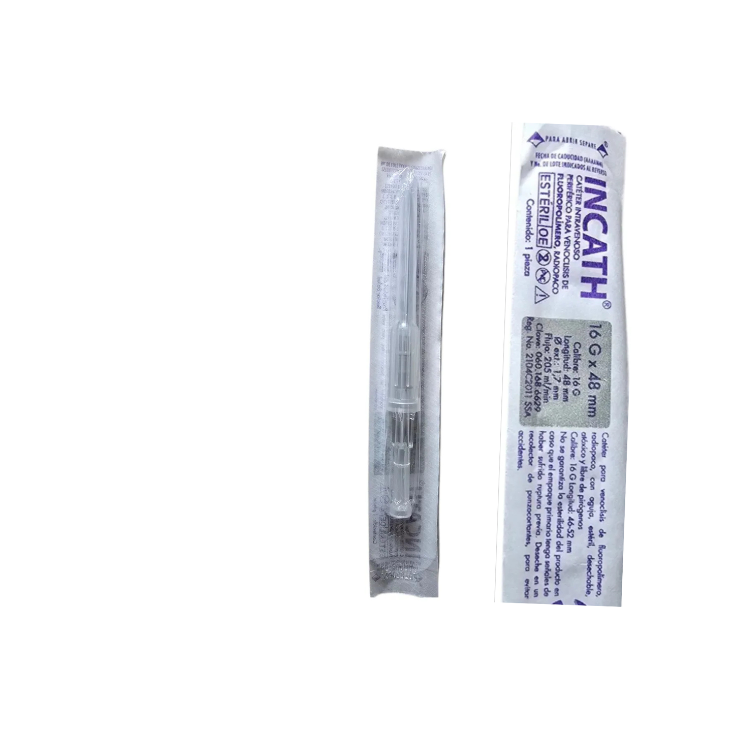 CATETER INTRAVENOSO PERIFERICO RADIOPACO INCATH DL 16G X 48MM CAJA CON 50 PIEZAS