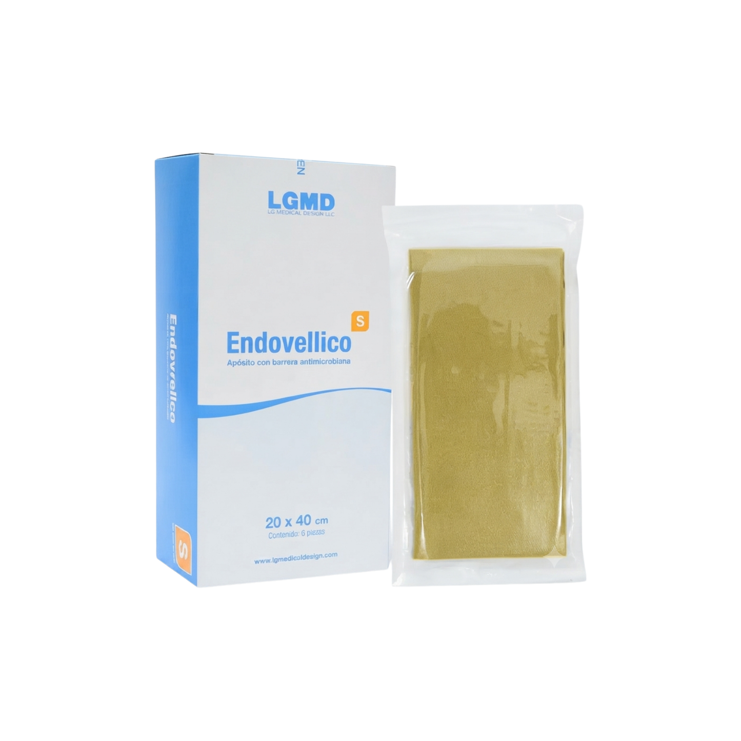 ENDOVELLICO APOSITO CON BARRERA ANTIMICROBIANA , MICROPOROSO Y AUTOADHERIBLE 20X40 CM CAJA CON 6 PIEZAS