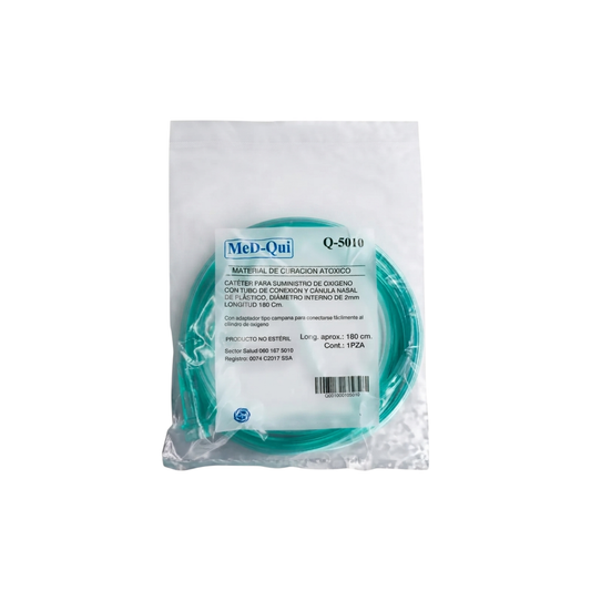PUNTA NASAL OXIGENO 2MM 180CM ADULTO PAQUETE CON 10 PIEZAS Q-5010
