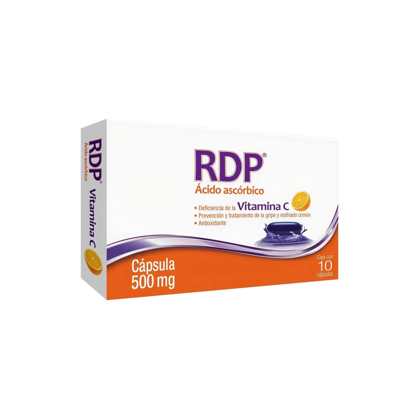 RDP ÁCIDO ASCORBICO (VITAMINA C) DE 500 MG, CAJA CON 10 CÁPSULAS