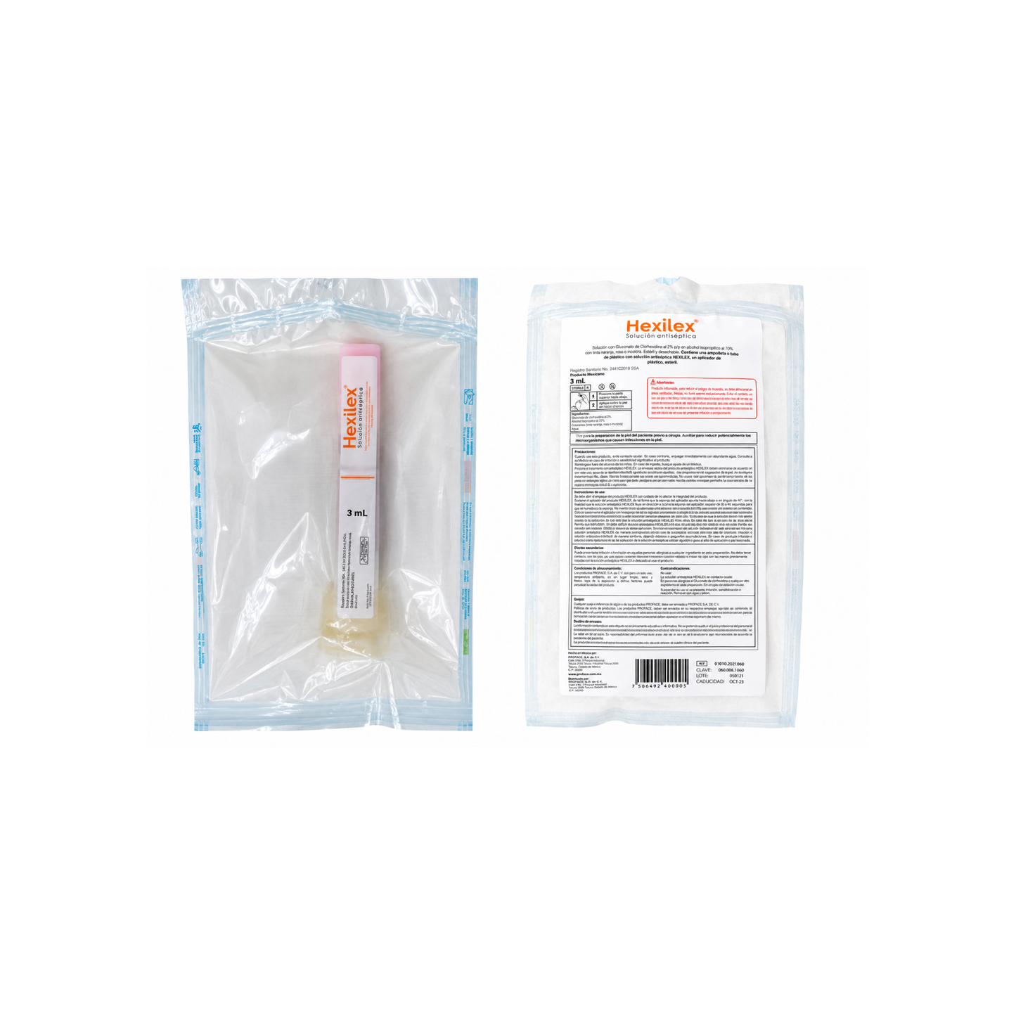 SOLUCION ANTISEPTICA HEXILEX ESTERIL 3 ML 1 PIEZA