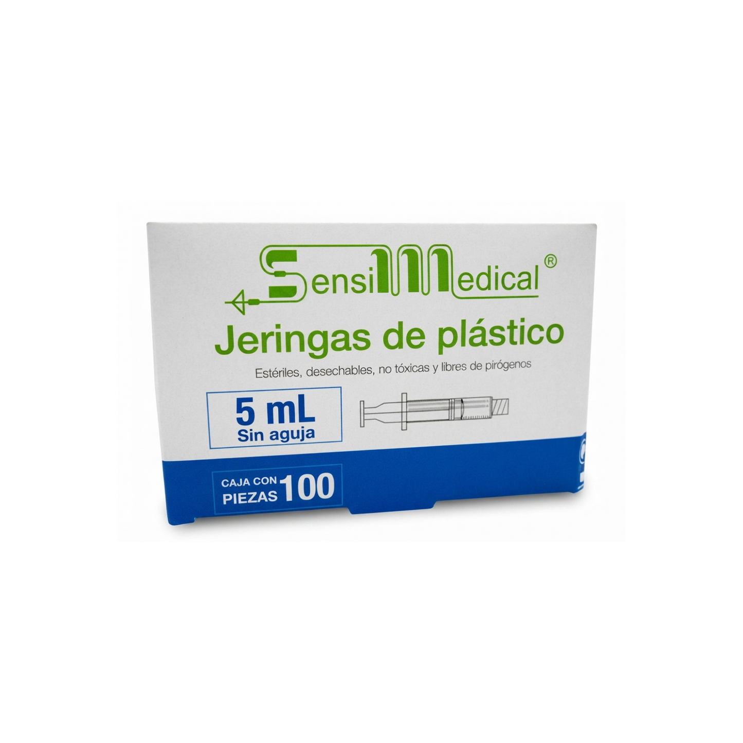 JERINGA DE PLASTICO SENSIMEDICAL 5MLSIN AGUJA CAJA CON 100 PIEZAS