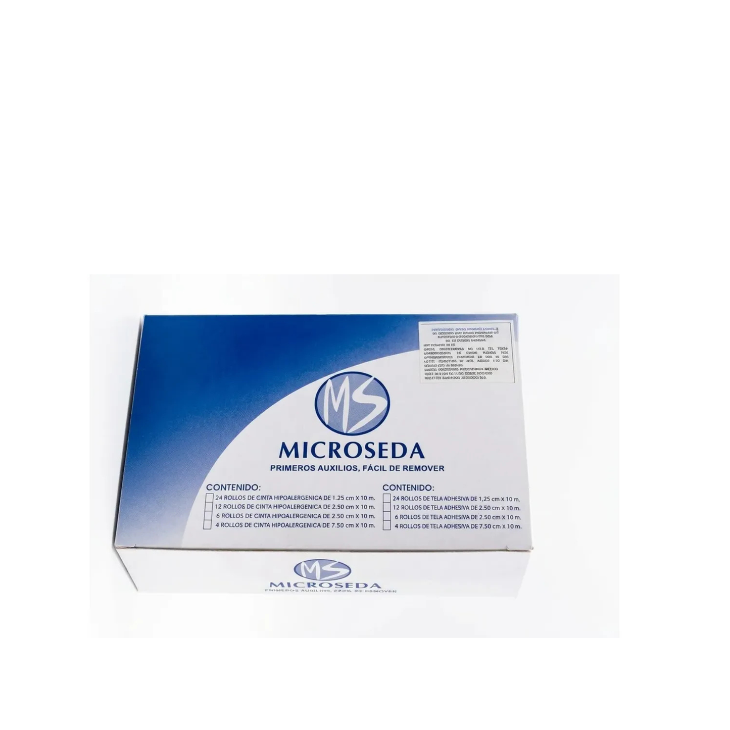 TELA ADHESIVA 2.5CM X 10 MTS MICROSEDA CAJA CON 12 ROLLOS
