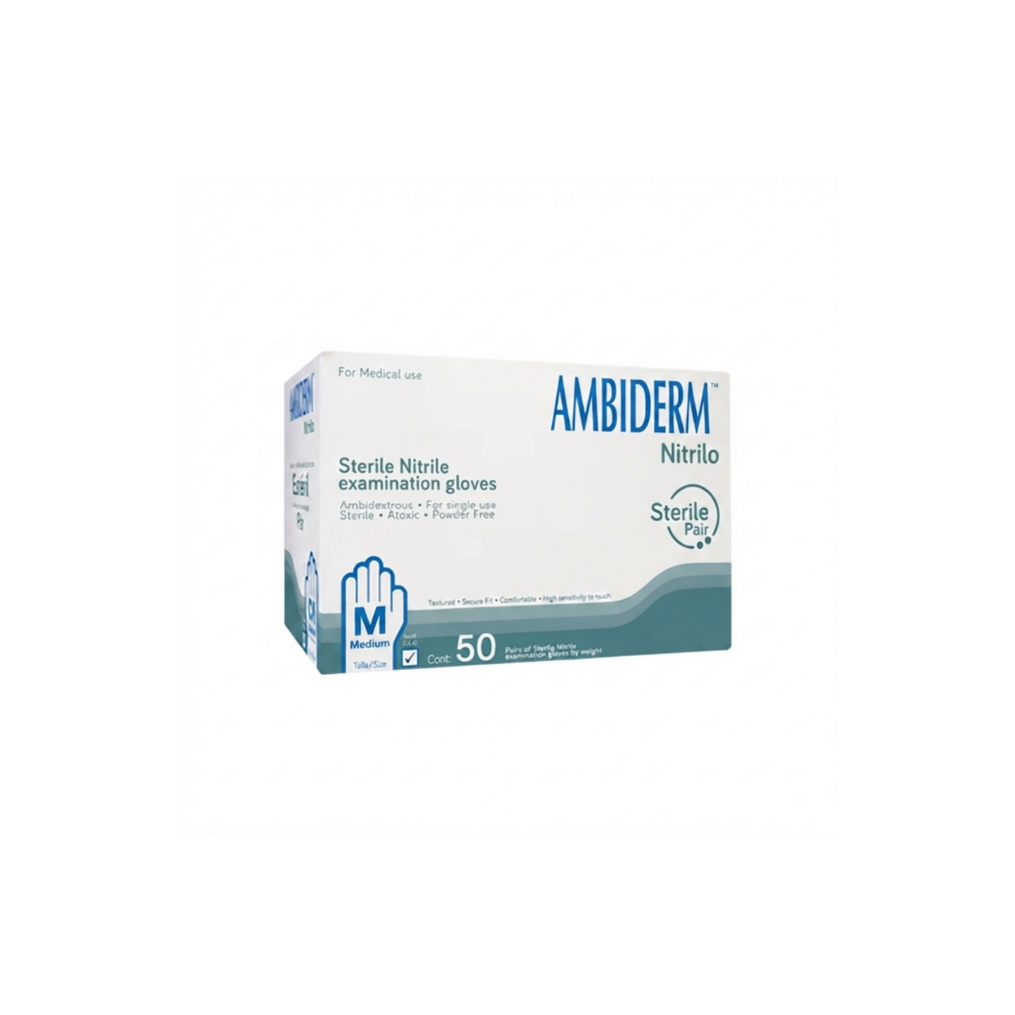 GUANTE DE NITRILO AMBIDERM MEDIANO CAJA CON 50 PARES