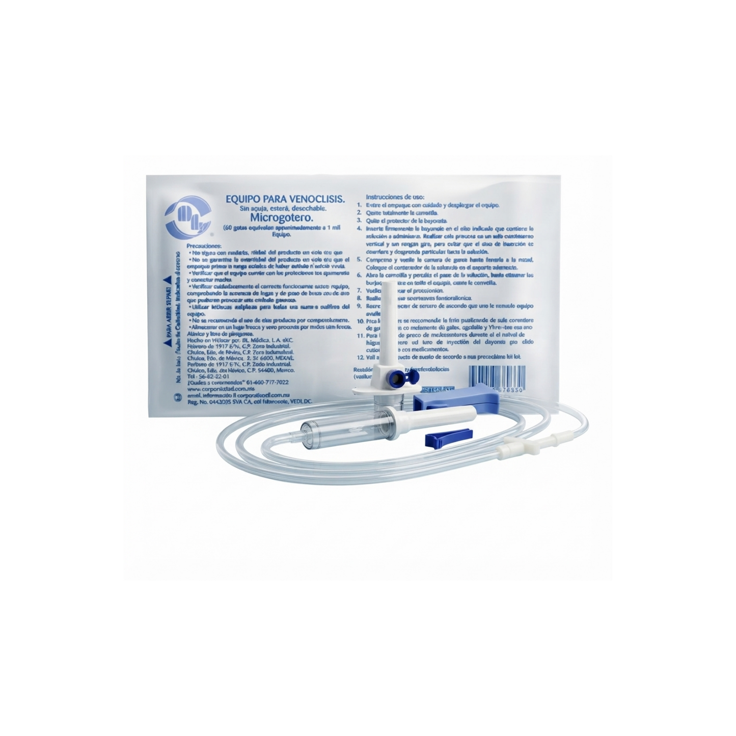 Equipo Venoclisis Microgotero Con Sistema Libre De Aguja. Caja c/150 pz. Marca DL