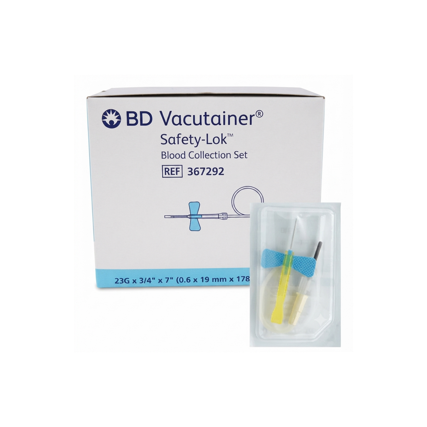 Mariposa Equipo Alado Vacutainer Azul 23G Manguera de 7" Caja C/50 Pz BD 367292