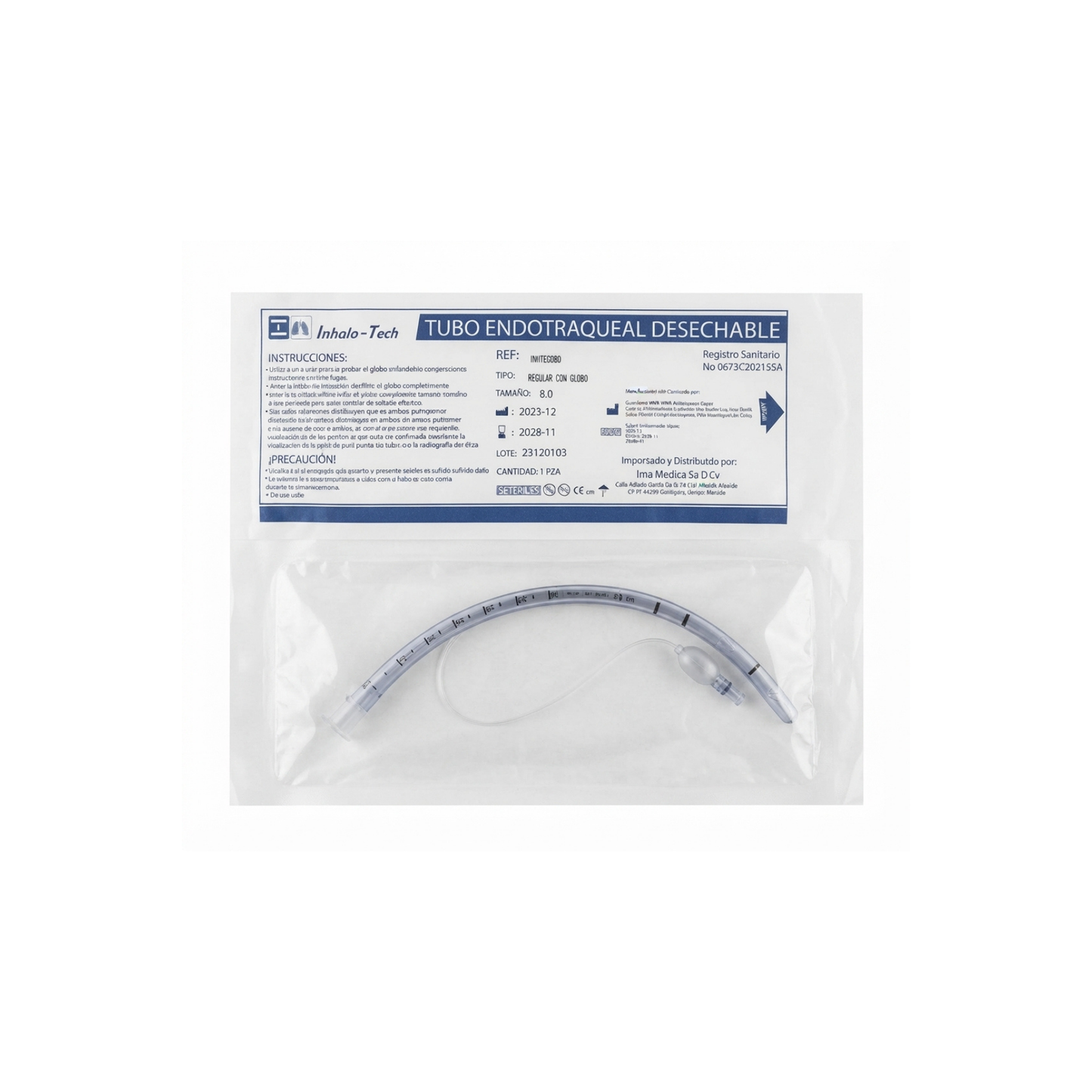 TUBO ENDOTRAQUEAL INHALO-TECH 8.0 1PIEZA