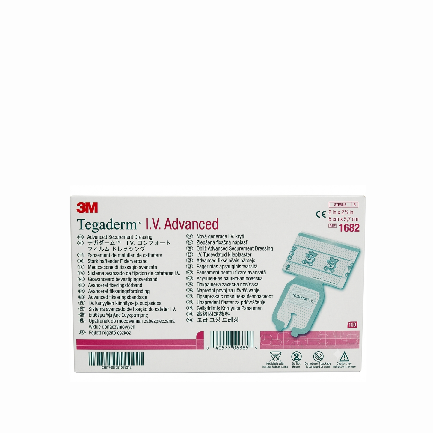 TEGADERM IV 3M APOSITO DE FIJACIÓN PEDIÁTRICO 5X5.7 CM 1682 MODELO OSITOS CAJA CON 100 PIEZAS