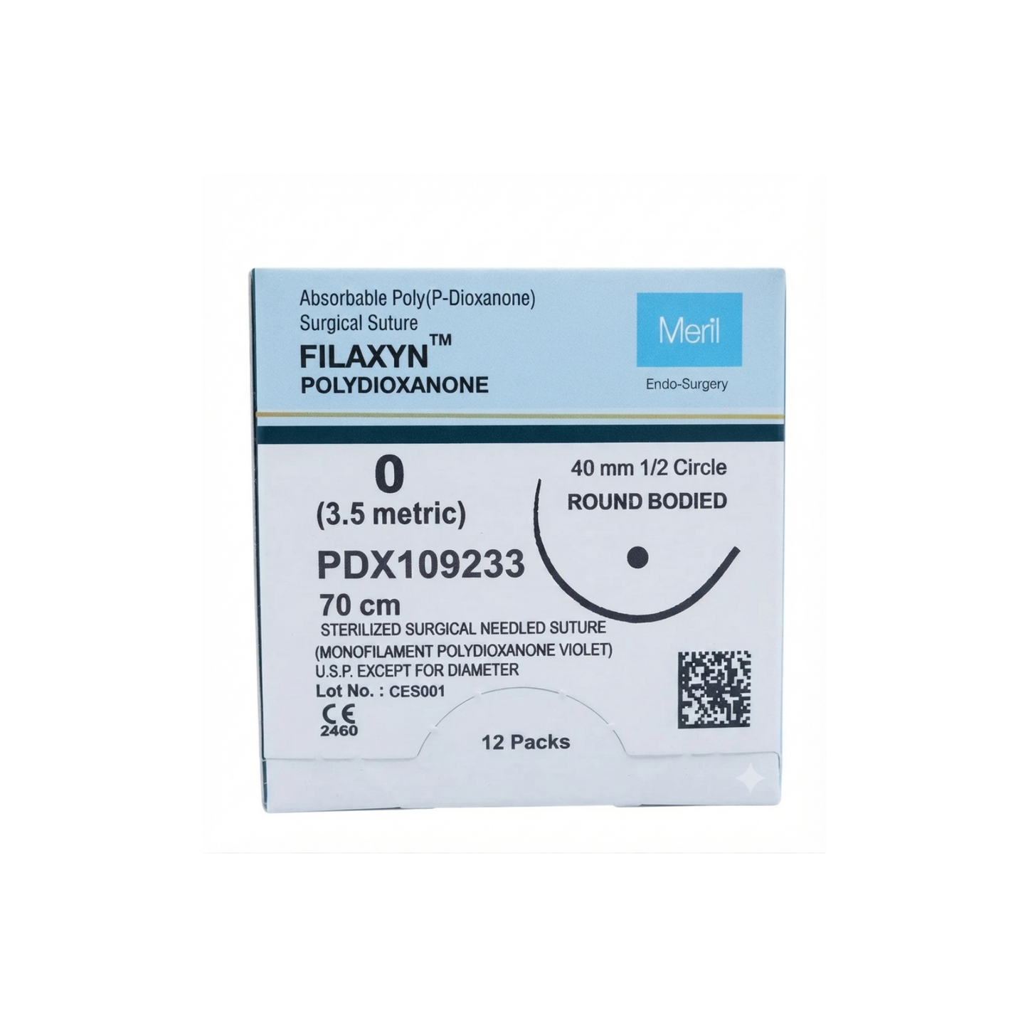 HILO PDX ( POLYDIOXANONE ) CALIBRE 0 AGUJA 1/2 CIRCULO 40 MM HEBRA DE 70 CM C/ 12 PIEZAS