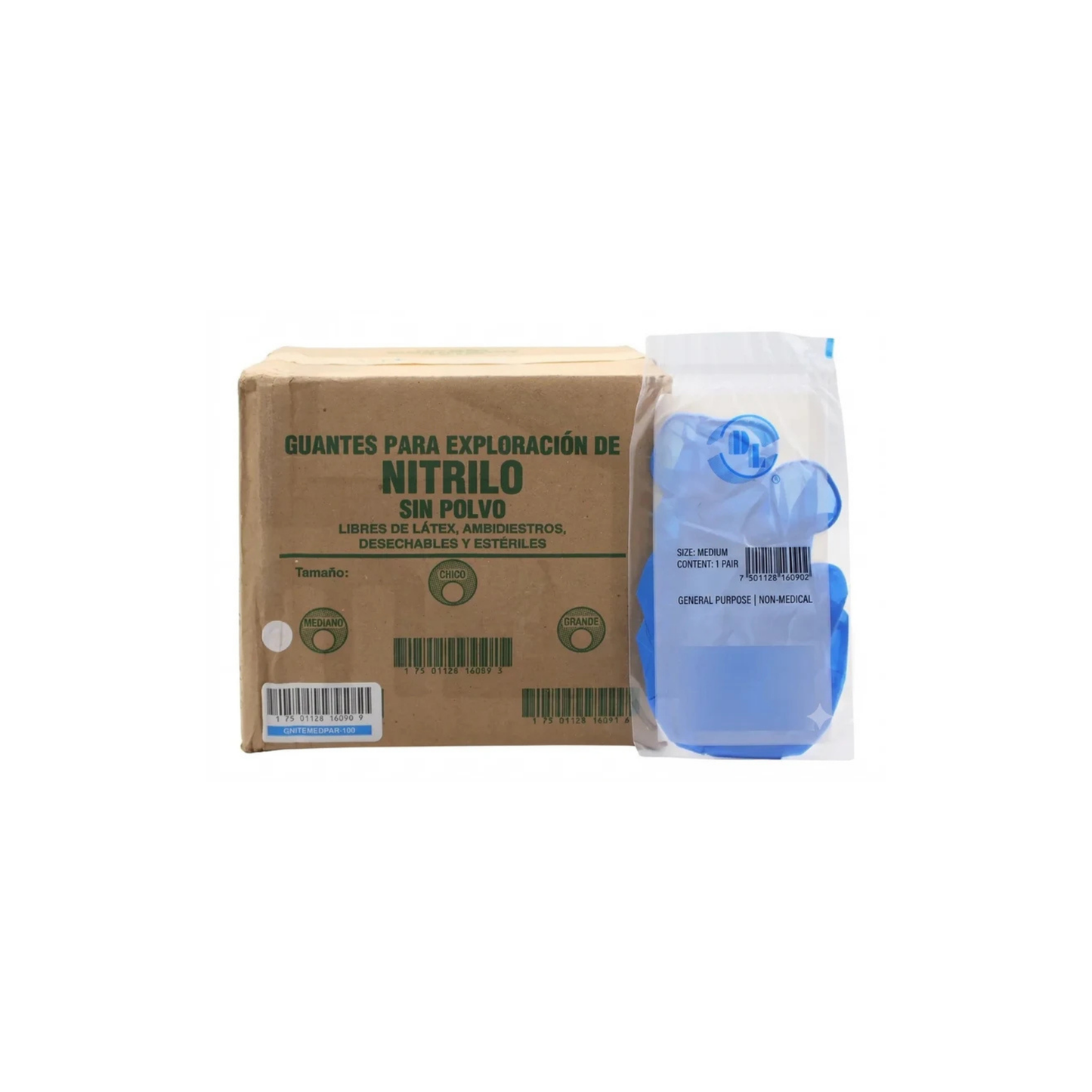 GUANTE DE NITRILO DL PARA EXPLORACION MEDIANO CAJA CON 100 PARES
