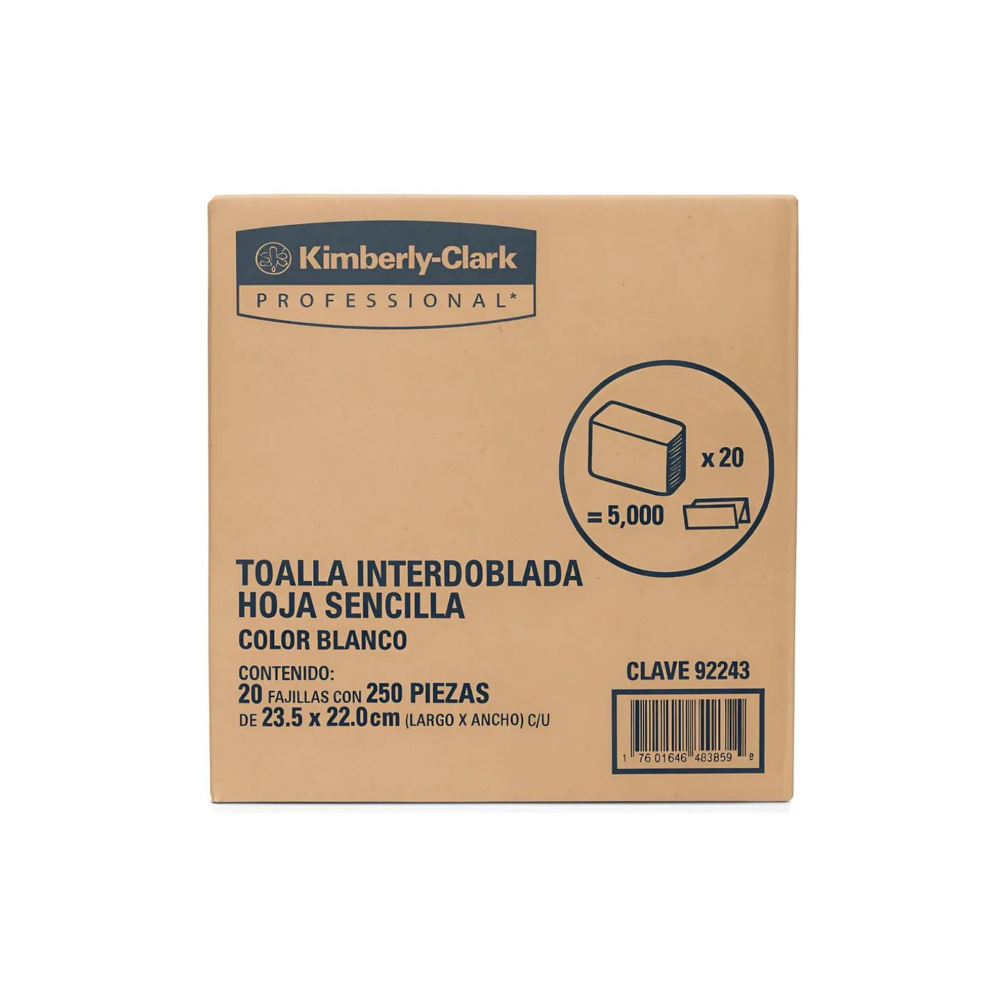 SANITAS KIMBERLY-CLARK CAJA CON 20 FAJILLAS CON 250 PIEZAS (5,000)