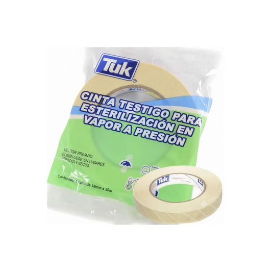 CINTA TESTIGO PARA ESTERILIZACION CON VAPOR A PRESION 18MM X 50 M TUK 1 PIEZA