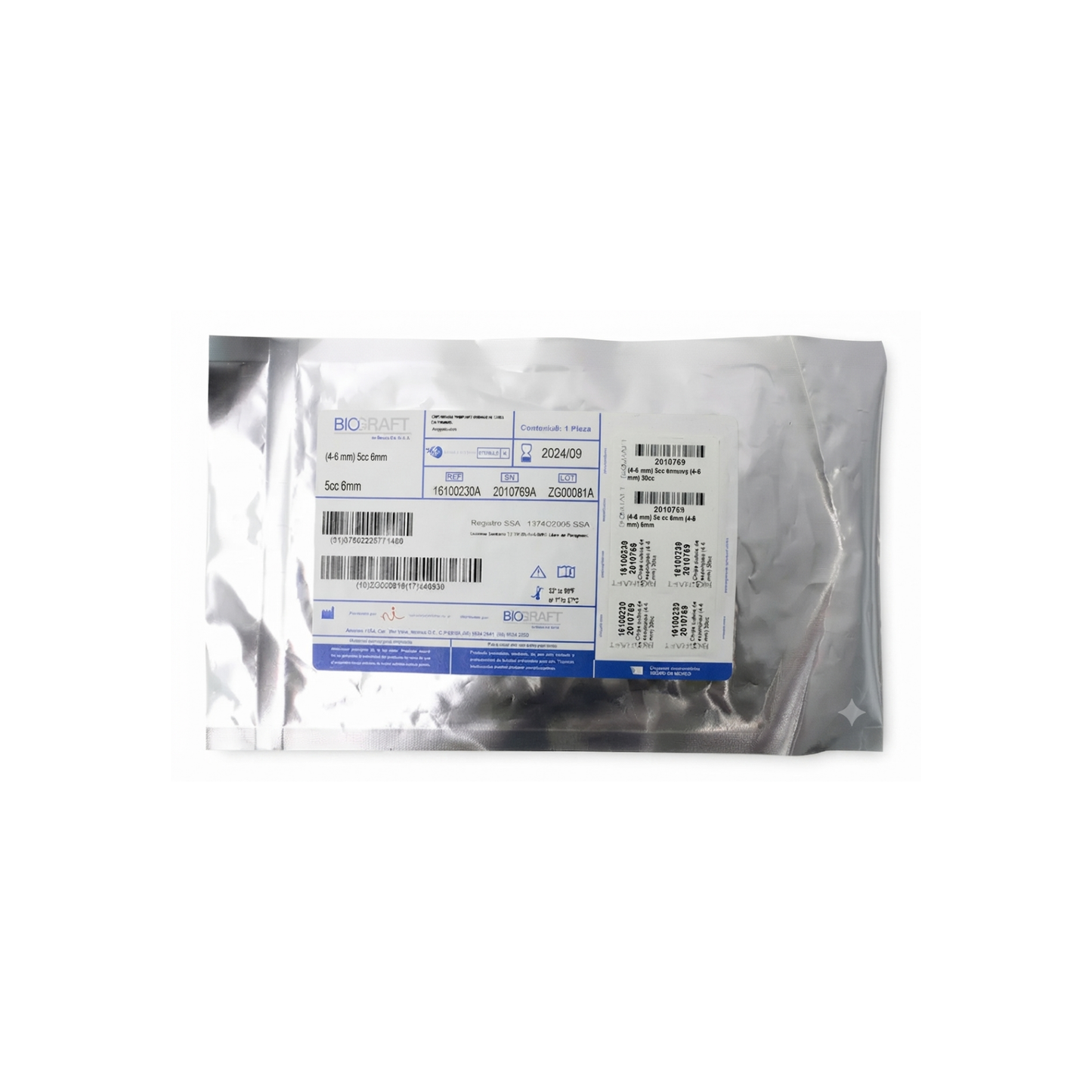 CHIP DE HUESO DE 5 CC BIOGRAFT CUBOS DE 6MM