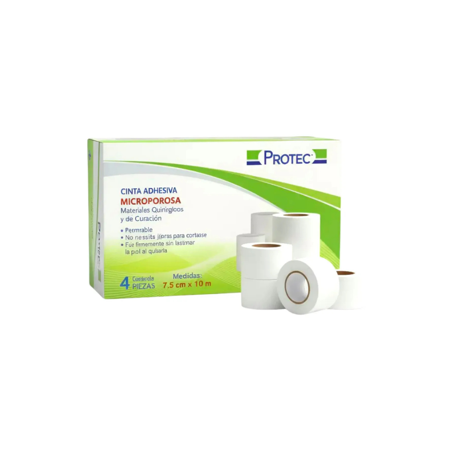 CINTA ADHESIVA MICROPOROSA MICROPORE 7.5CM X 10M PROTEC CAJA CON 4 ROLLOS