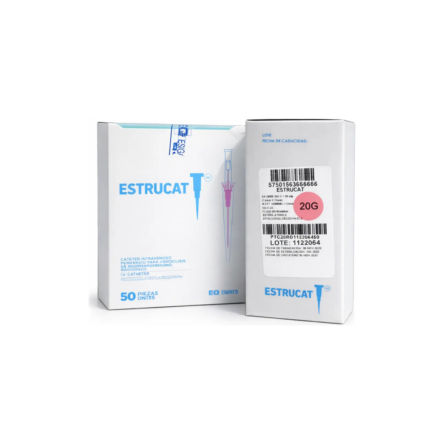 ESTRUCAT CATÉTER INTRAVENOSO PERIFÉRICO 20G X 31 MM CAJA CON 50 PIEZAS