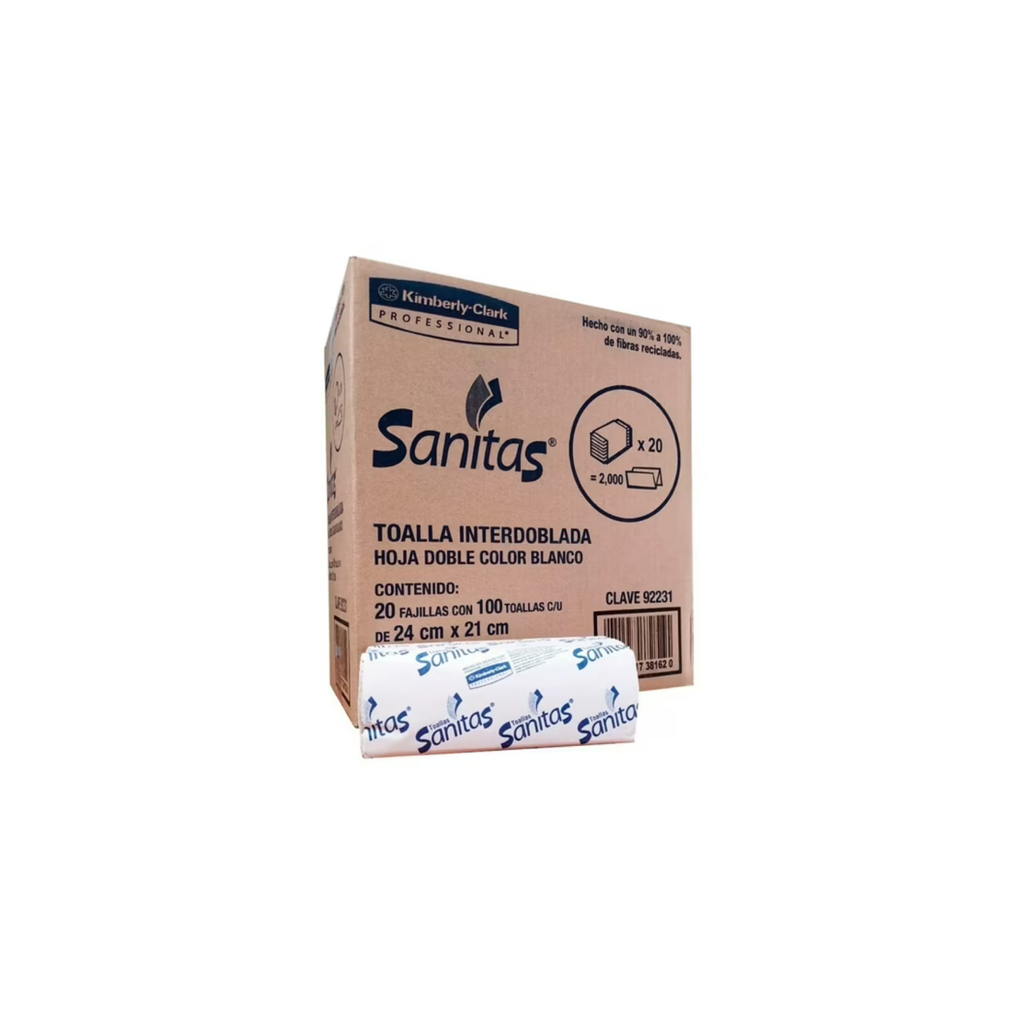SANITAS KIMBERLY-CLARK CAJA CON 20 FAJILLAS CON 250 PIEZAS (5,000)